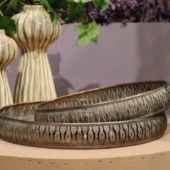 DKNC - Dienblad - Metaal - Set Van 2 - 38x38x5cm - Brons -Meubels Voor Thuis 11465756