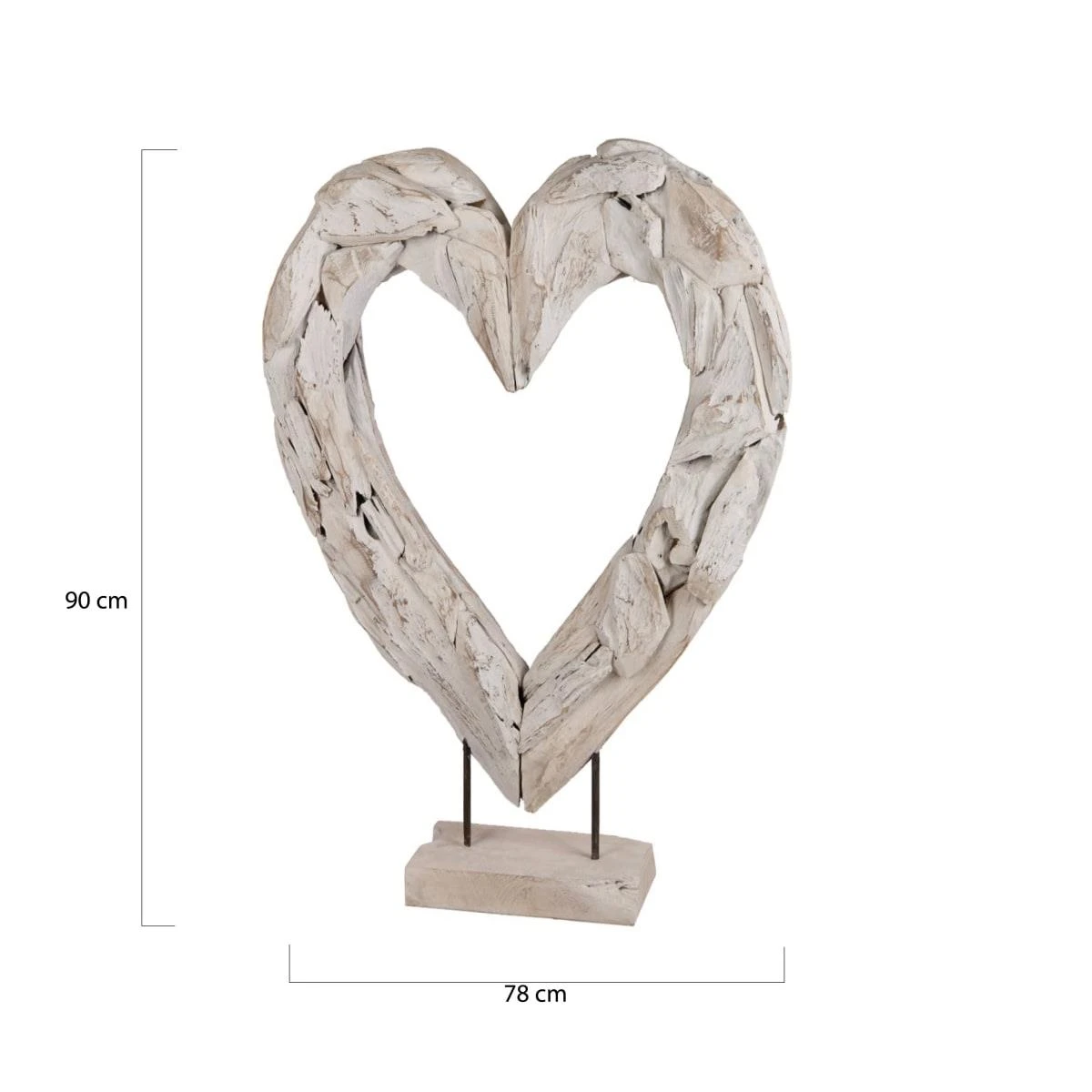 DKNC - Ornament Hart Cardiff - Teak - 78x18x90cm - Wit 7 DKNC - Ornament Hart Cardiff - Teak - 78x18x90cm - Wit - Afbeelding 5