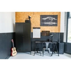 MaximaVida Finn Kleding Lockerkast Met 4 Schappen Zwart -Meubels Voor Thuis 11498893