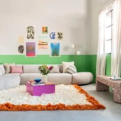 HKliving Fluffy Vloerkleed 250 X 250 Cm - Crème -Meubels Voor Thuis 11501963