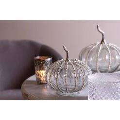 Clayre & Eef Decoratie Pompoen Ø 16x19 Cm Transparant Glas -Meubels Voor Thuis 11605312