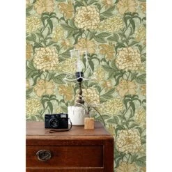 ESTAhome Behang Vintage Bloemen Groen En Okergeel - 0,53 X 10,05 M - 1 -Meubels Voor Thuis 11637832