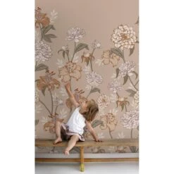 ESTAhome Fotobehang Vintage Bloemen Oudroze En Terracotta - 150 X 279 -Meubels Voor Thuis 11639185
