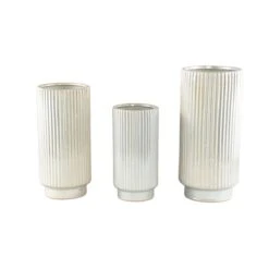 PTMD Bloempot Eviera - 16x16x36 Cm - Keramiek - Parel -Meubels Voor Thuis 11644457