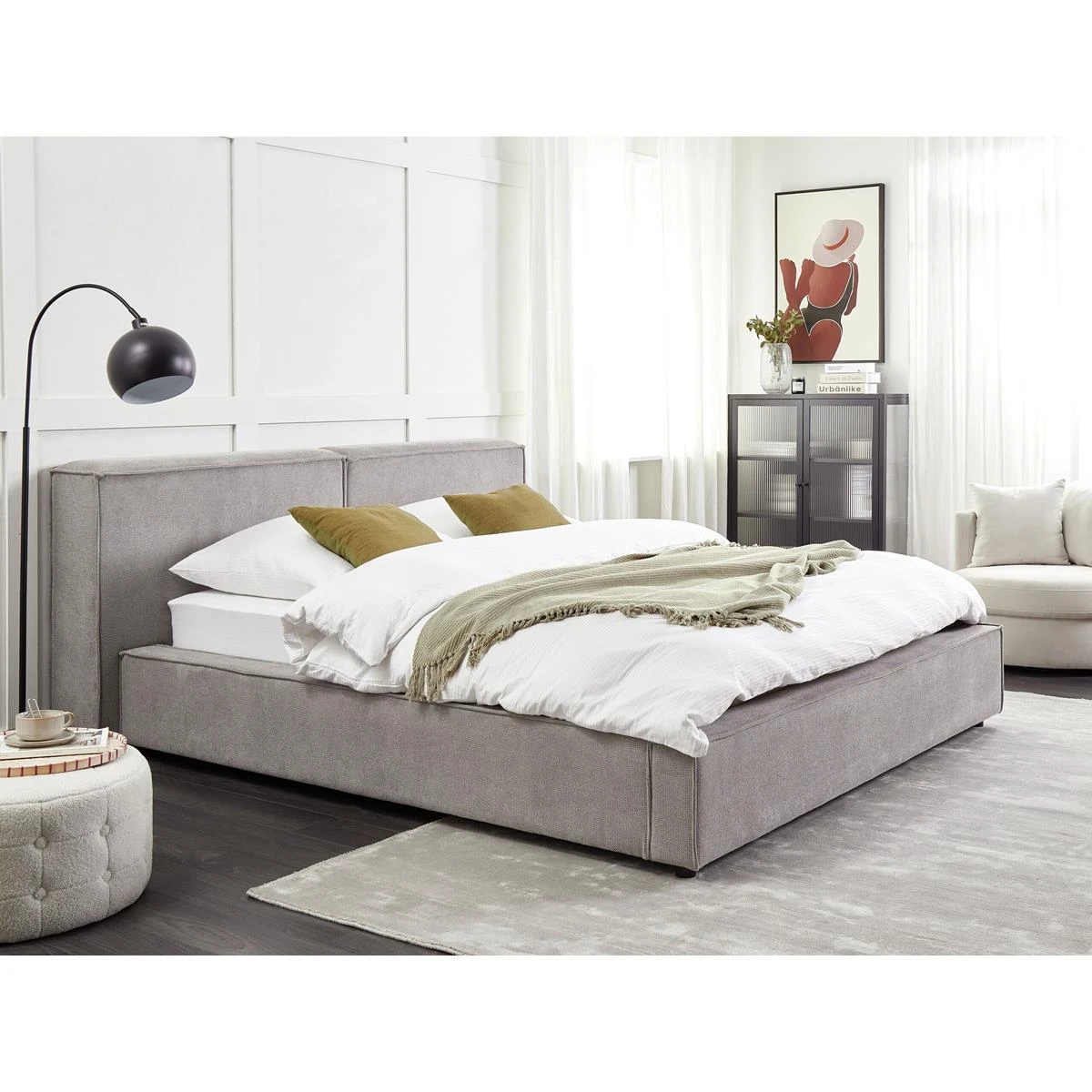 Beliani - LINARDS - Bed - Grijs - 160 X 200 Cm - Polyester 4 Beliani - LINARDS - Bed - Grijs - 160 X 200 Cm - Polyester - Afbeelding 2