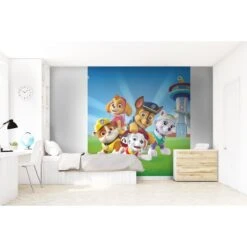 Sanders & Sanders Fotobehang PAW Patrol Blauw En Groen - 180 X 202 Cm -Meubels Voor Thuis 11665799