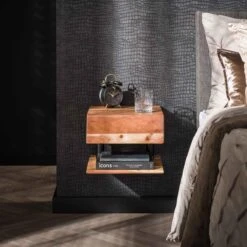 Giga Meubel - Zwevend Nachtkastje Acaciahout - Naturel - 27x35x32cm -Meubels Voor Thuis 11670169