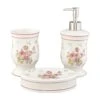 Clayre & Eef Badkamerset Set Van 3 Wit Roze Keramiek Bloemen Badkamer 1 Clayre & Eef Badkamerset Set Van 3 Wit Roze Keramiek Bloemen Badkamer -Meubels Voor Thuis 11690429