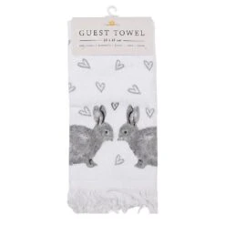 Clayre & Eef Gastendoekje 40x66 Cm Wit Grijs Katoen Konijnen Toilet -Meubels Voor Thuis 11691112