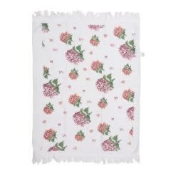 Clayre & Eef Gastendoekje 40x66 Cm Wit Roze Katoen Hortensia Toilet -Meubels Voor Thuis 11691133