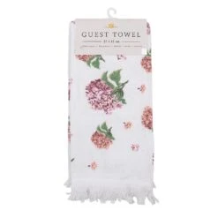 Clayre & Eef Gastendoekje 40x66 Cm Wit Roze Katoen Hortensia Toilet -Meubels Voor Thuis 11691135