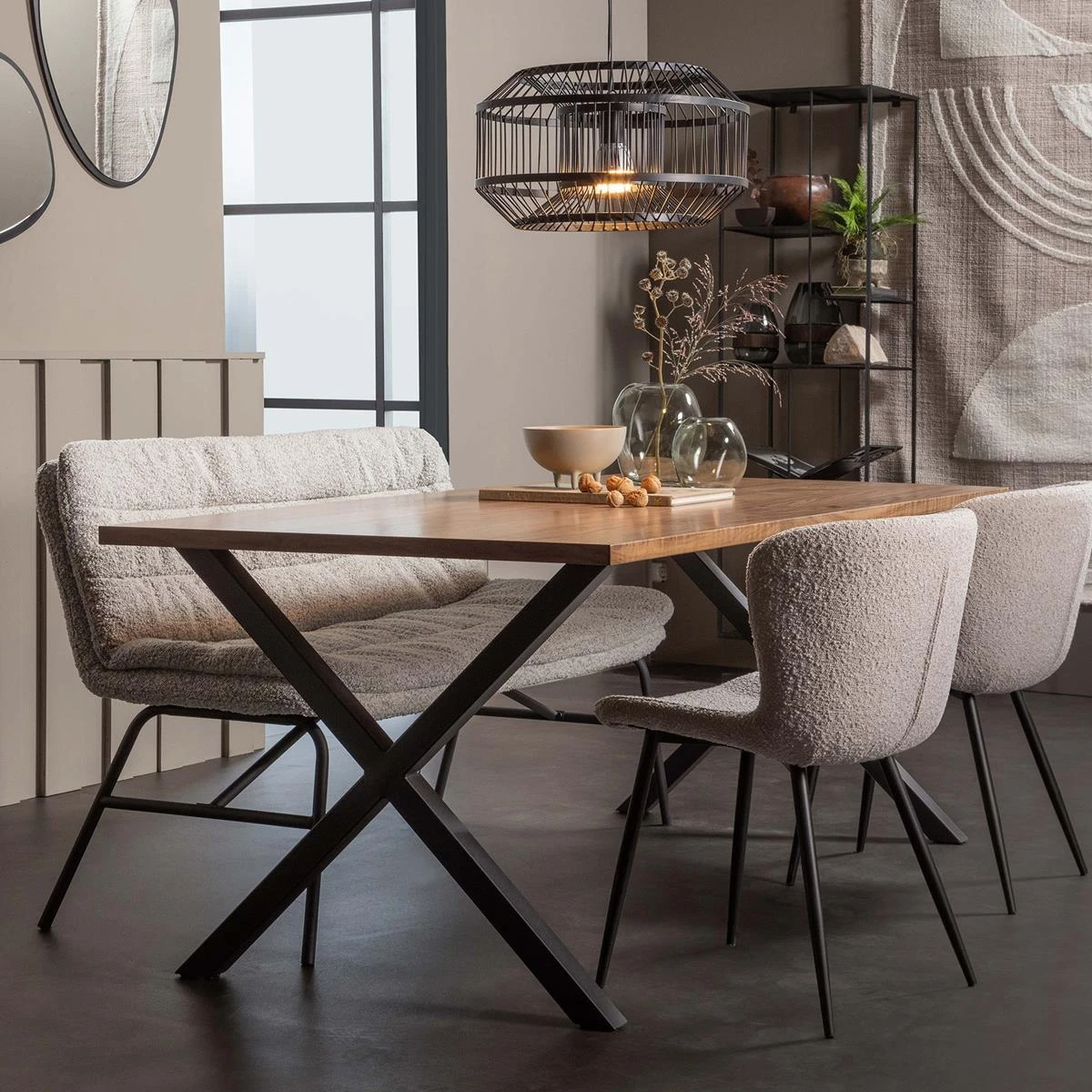 WOOOD Lucy Eetkamerbankje - Bouclé - Off White - 87x150x67 4 WOOOD Lucy Eetkamerbankje - Bouclé - Off White - 87x150x67 - Afbeelding 2