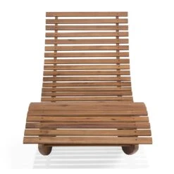 Beliani - BRESCIA - Strandstoel Set Van 2 - Lichte Houtkleur|Taupe -Meubels Voor Thuis 11712712