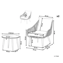 Beliani - LAURETO - Bistroset Voor 2 - Natuurlijk - PE Rotan -Meubels Voor Thuis 11712741