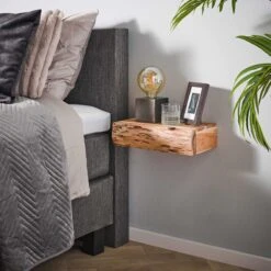 Giga Meubel - Nachtkastje Hangend Tree L Set Van 2 Acaciahout Naturel -Meubels Voor Thuis 11748924