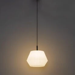 QAZQA Buiten Hanglamp Zwart Met Witte Kap 45,6 Cm IP44 - Robbert -Meubels Voor Thuis 11764779