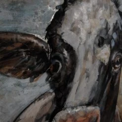 Clayre & Eef 3D Schilderijen Metaal 90x60 Cm Zwart Wit Ijzer Koe -Meubels Voor Thuis 11772722