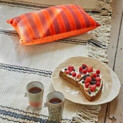 HKliving Striped Velvet Sierkussen 30 X 50 Cm - Bordeaux -Meubels Voor Thuis 9430156