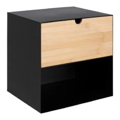 By FonQ Basic Box Nachtkastje - Zwart/Bruin -Meubels Voor Thuis 9431626