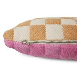HKliving Checkered Sierkussen 38 X 48 Cm - Grapefruit -Meubels Voor Thuis 9431946
