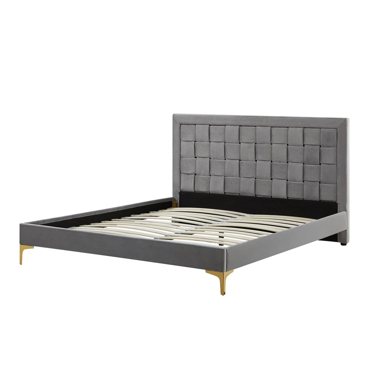 Beliani - LIMOUX - Tweepersoonsbed - Grijs - 140 X 200 Cm - Fluweel 7 Beliani - LIMOUX - Tweepersoonsbed - Grijs - 140 X 200 Cm - Fluweel - Afbeelding 5