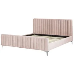 Beliani - LUNAN - Tweepersoonsbed - Roze - 180 X 200 Cm - Fluweel -Meubels Voor Thuis 9433976