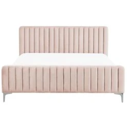 Beliani - LUNAN - Tweepersoonsbed - Roze - 180 X 200 Cm - Fluweel -Meubels Voor Thuis 9433977