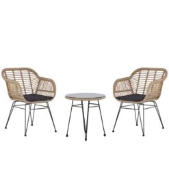 Beliani - TROPEA II - Bistroset Voor 2 - Natuurlijk - PE Rotan