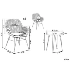 Beliani - TROPEA II - Bistroset Voor 2 - Natuurlijk - PE Rotan -Meubels Voor Thuis 9434083