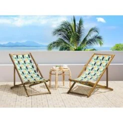 Beliani-ANZIO -Strandstoel Set Van 2-Lichthout|Multicolor-Polyester -Meubels Voor Thuis 9434130