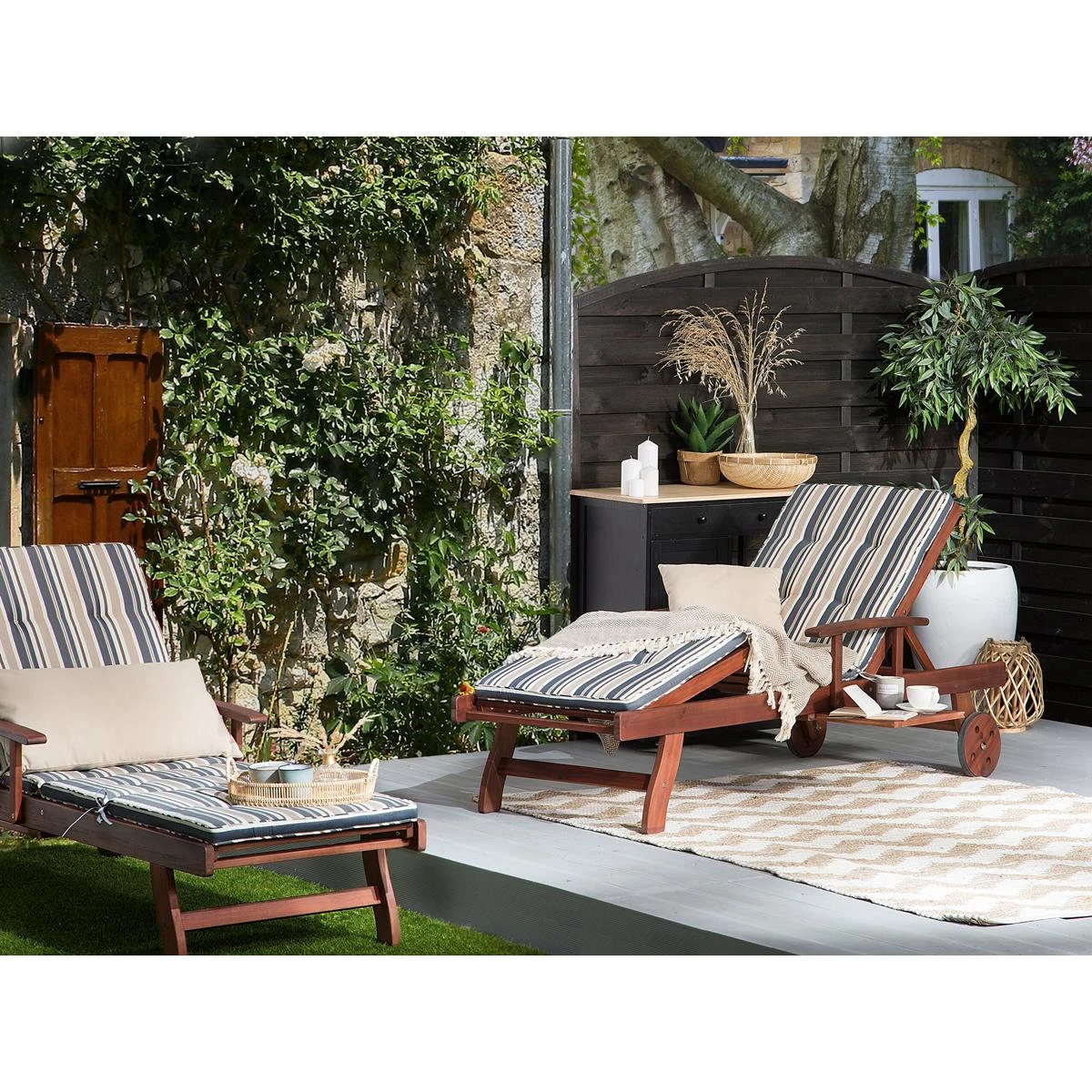 Beliani - MARLBORO | JAVA | TOSCANA - Ligstoel - Donkere Houtkleur 4 Beliani - MARLBORO | JAVA | TOSCANA - Ligstoel - Donkere Houtkleur - Afbeelding 2