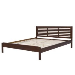 Beliani-CARNAC -Tweepersoonsbed-Donker Hout-180 X 200 Cm-Rubberhout -Meubels Voor Thuis 9434750