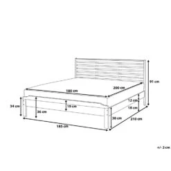 Beliani-CARNAC -Tweepersoonsbed-Donker Hout-180 X 200 Cm-Rubberhout -Meubels Voor Thuis 9434778
