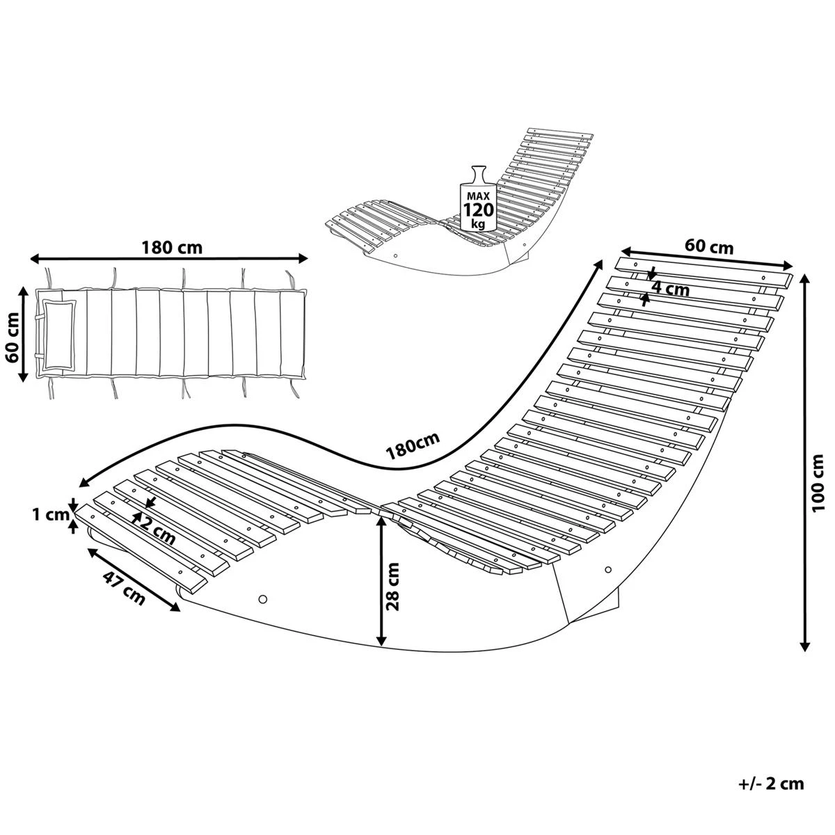 Beliani - BRESCIA - Strandstoel Set Van 2 - Lichte Houtkleur|Blauw 14 Beliani - BRESCIA - Strandstoel Set Van 2 - Lichte Houtkleur|Blauw - Afbeelding 12