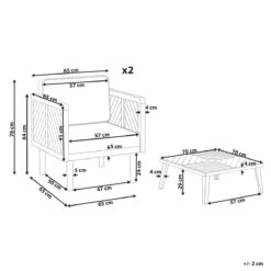 Beliani - BARATTI - Tuinstoel Set Van 2 Met Salontafel - Lichthout -Meubels Voor Thuis 9435245