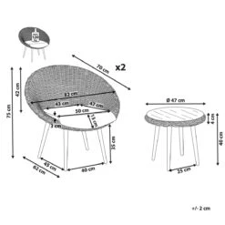 Beliani - ORTIGIA - Bistroset Voor 2 - Natuurlijk - PE Rotan -Meubels Voor Thuis 9435325