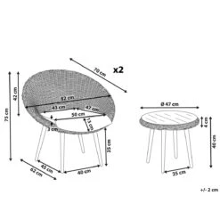 Beliani - ORTIGIA - Bistroset Voor 2 - Natuurlijk - PE Rotan -Meubels Voor Thuis 9435326