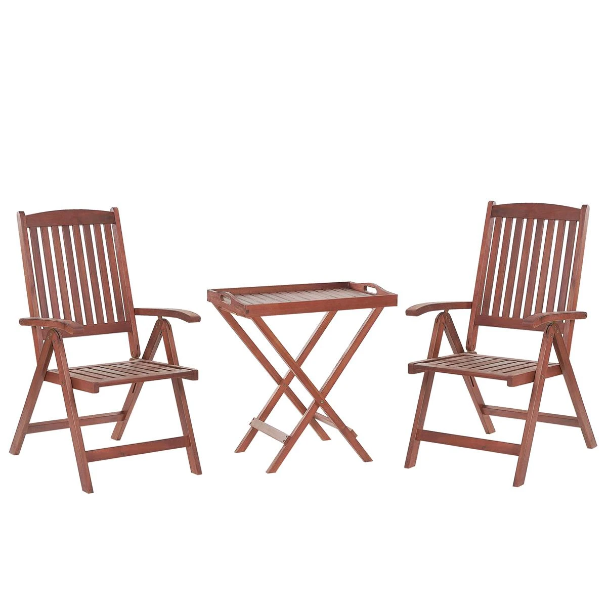 Beliani - TOSCANA - Bistroset Voor 2 - Rood - Acaciahout 5 Beliani - TOSCANA - Bistroset Voor 2 - Rood - Acaciahout - Afbeelding 3