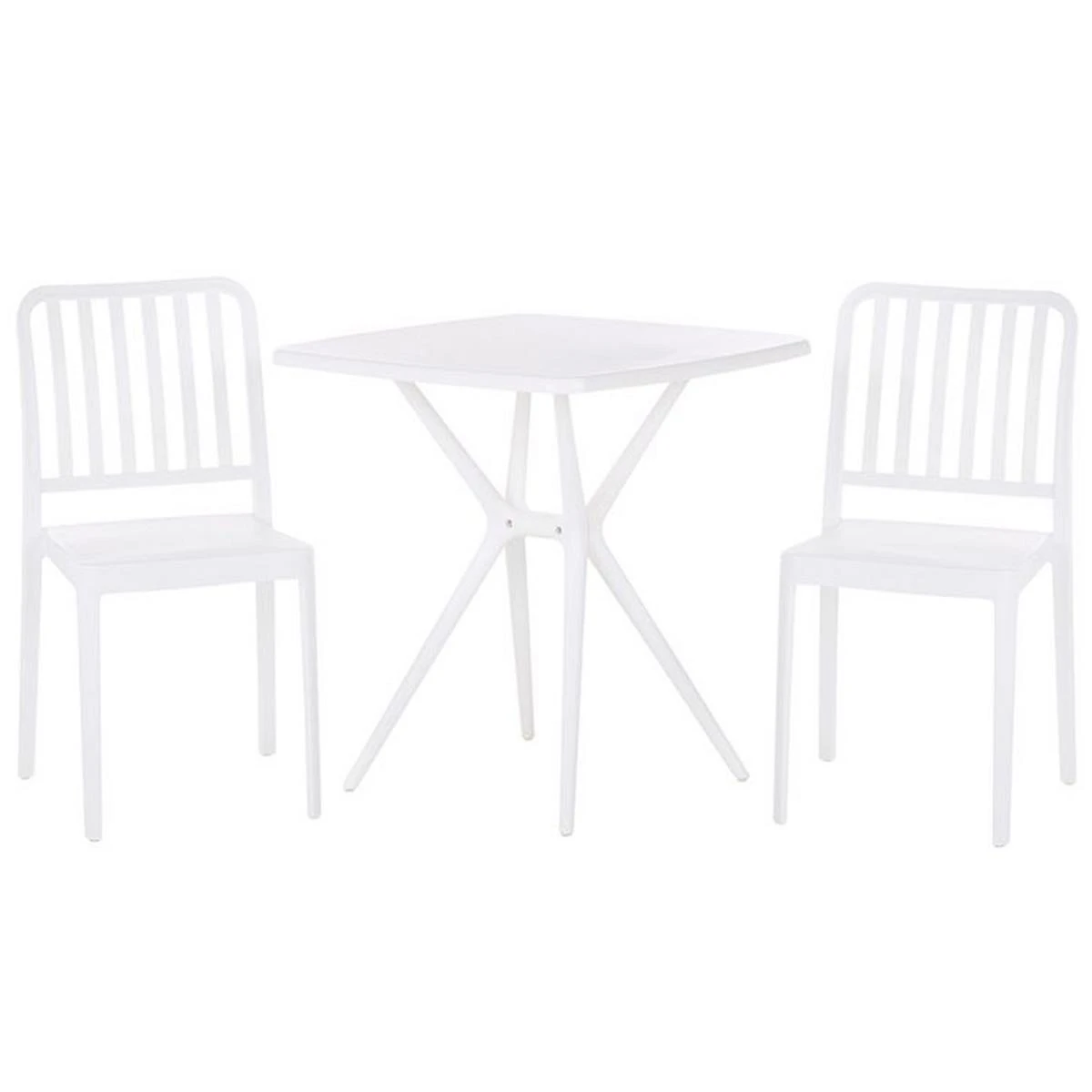 Beliani - SERSALE - Bistroset Voor 2 - Wit - Synthetisch Materiaal 3 Beliani - SERSALE - Bistroset Voor 2 - Wit - Synthetisch Materiaal