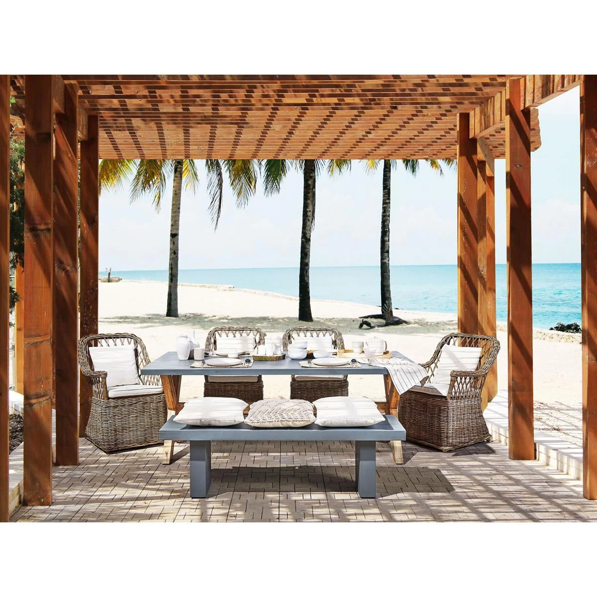 Beliani - MAROS - Tuinstoel Set Van 2 - Natuurlijk - Rotan 4 Beliani - MAROS - Tuinstoel Set Van 2 - Natuurlijk - Rotan - Afbeelding 2