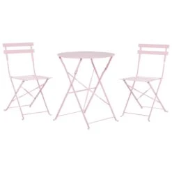 Beliani - FIORI - Bistroset Voor 2 - Roze - Staal