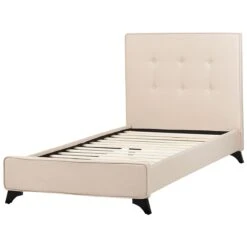 Beliani-AMBASSADOR-Eenpersoonsbed-Donkerhout-90 X 200 Cm-Polyester -Meubels Voor Thuis 9437321