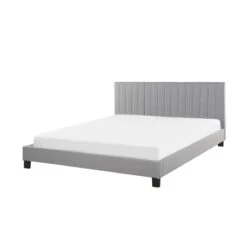 Beliani-POITIERS -Tweepersoonsbed-Lichtgrijs-160 X 200 Cm-Polyester