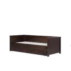 Beliani-CAHORS-Onderschuifbed-Donkere Houtkleur-90 X 200 Cm-Rubberhout -Meubels Voor Thuis 9439899