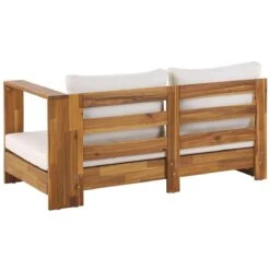 Beliani-MARETTIMO-Loungeset Voor 5-Lichte Houtkleur|Creme-Acaciahout -Meubels Voor Thuis 9441065