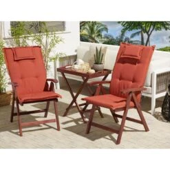 Beliani - TOSCANA - Bistroset Voor 2 - Rood - Acaciahout 15 Beliani - TOSCANA - Bistroset Voor 2 - Rood - Acaciahout -Meubels Voor Thuis 9441181