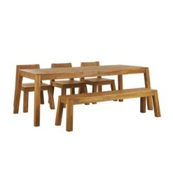 Beliani-LIVORNO -Tuinset Voor 6 3 Stoelen En Bank-Lichthout-Acaciahout -Meubels Voor Thuis 9443731