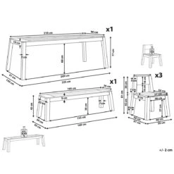 Beliani-LIVORNO -Tuinset Voor 6 3 Stoelen En Bank-Lichthout-Acaciahout -Meubels Voor Thuis 9443734