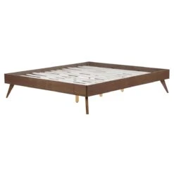 Beliani-BERRIC -Tweepersoonsbed-Donkere Houtkleur-160 X 200 Cm-MDF -Meubels Voor Thuis 9444035