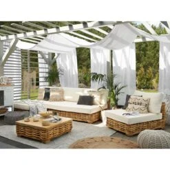 Beliani - VARALLO - Loungeset Voor 4 - Natuurlijk - Rotan -Meubels Voor Thuis 9445830